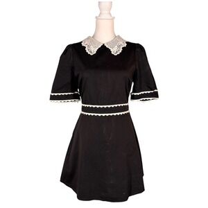 TCEC Love The Lace Dress Women's L Lace Collar Gothic Chic Dark Academia Crochet